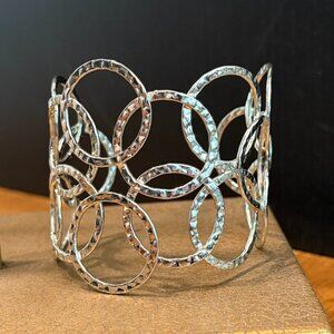 Hammered Silver Wide Cuff Bracelet